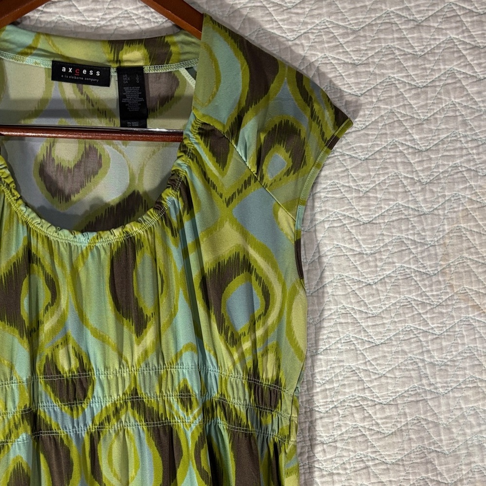 Axcess Blue and Yellow Patterned Midi Dress - Picture 4 of 6